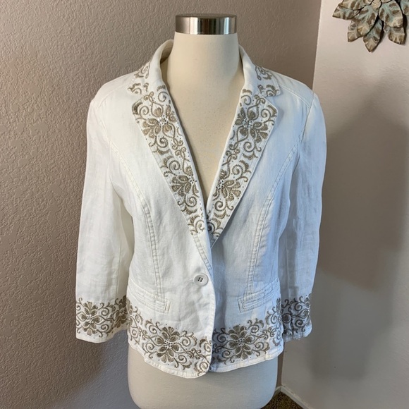 INC 100% Linen Embroidered Blazer Size PS - Picture 11 of 11